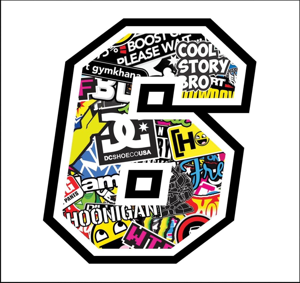 Adhesive Race número - la medida 12 cm - Cross Pista de Coches Pegatinas para Bicicletas (3, Sticker Bomb) — view 92