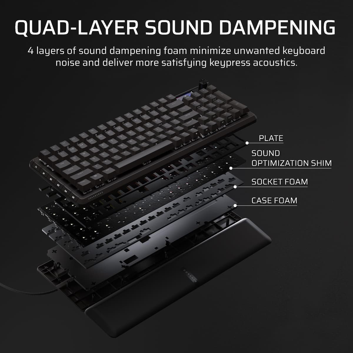 Corsair VANGUARD 96 Wired Mechanical Gaming Keyboard – 96% Layout, MLX Plasma Linear Switches, 8000Hz Polling, LCD Display, Virtual Stream Deck, G-Keys, SOCD Flashtap, QWERTY UK – Black — view 11
