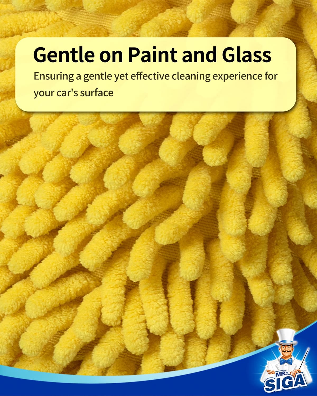 MR.SIGA Microfiber Car Wash Mitt, Pack of 2, Blue & Yellow — view 4