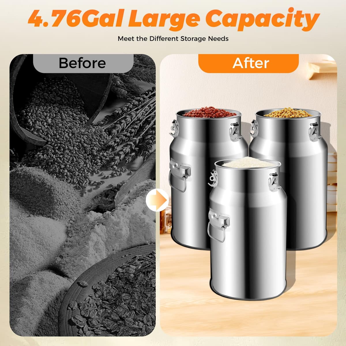 Beer Barrel, Stainless Steel Barrel, 18L Stainless Steel Container, 201 Stainless Steels Fermenter with Lid, Wine Beer Craft Barrels Storage Oil Water Barrels, 25*40 cm, for Storage of Milk Water Rice — view 3