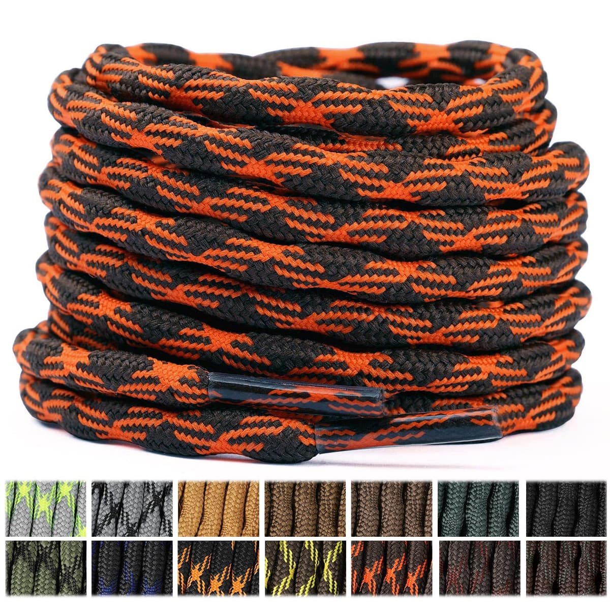 Stepace 2 Pares Cordones Redondos 4,5mm para Botas de Senderismo, Montaña y Trabajo, Cordones de Nylon Resistentes para Trekking