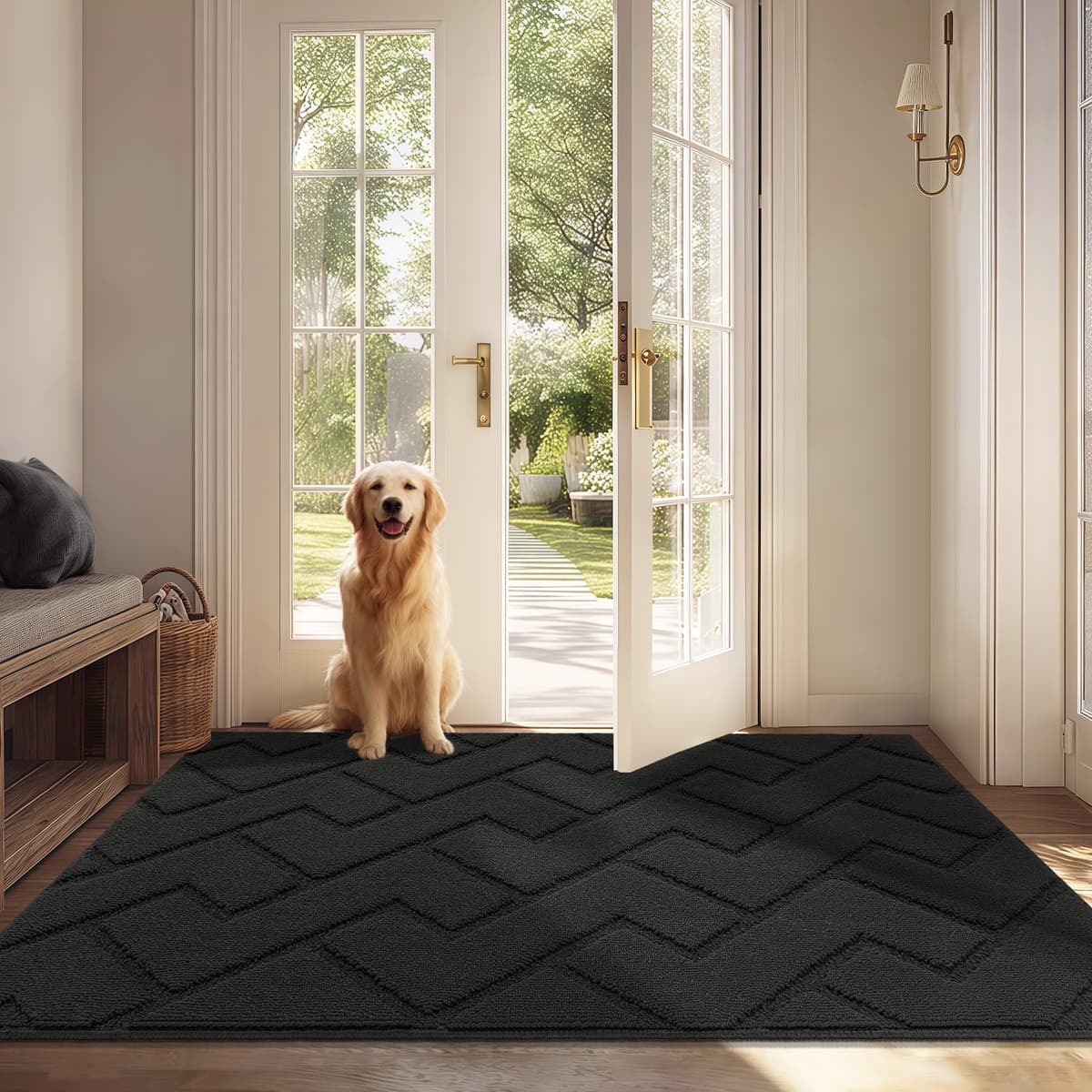 Biscpro Door Mats Indoor,Dirt Trapper Mat Absorbent Non-Slip Low Profile Doormat for Entrance,Inside, Kitchen,Front Door Mat Washable for Pets and Dogs— 50x80cm,Grey — view 63