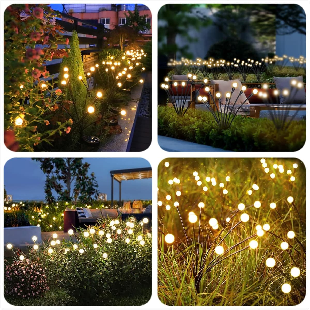 Jsdoin Solar Light Outdoor Waterproof Firefly, Swinging Garden Decoration Outdoor Courtyard Firefly Garden Light Road Fence 4PCS — view 7