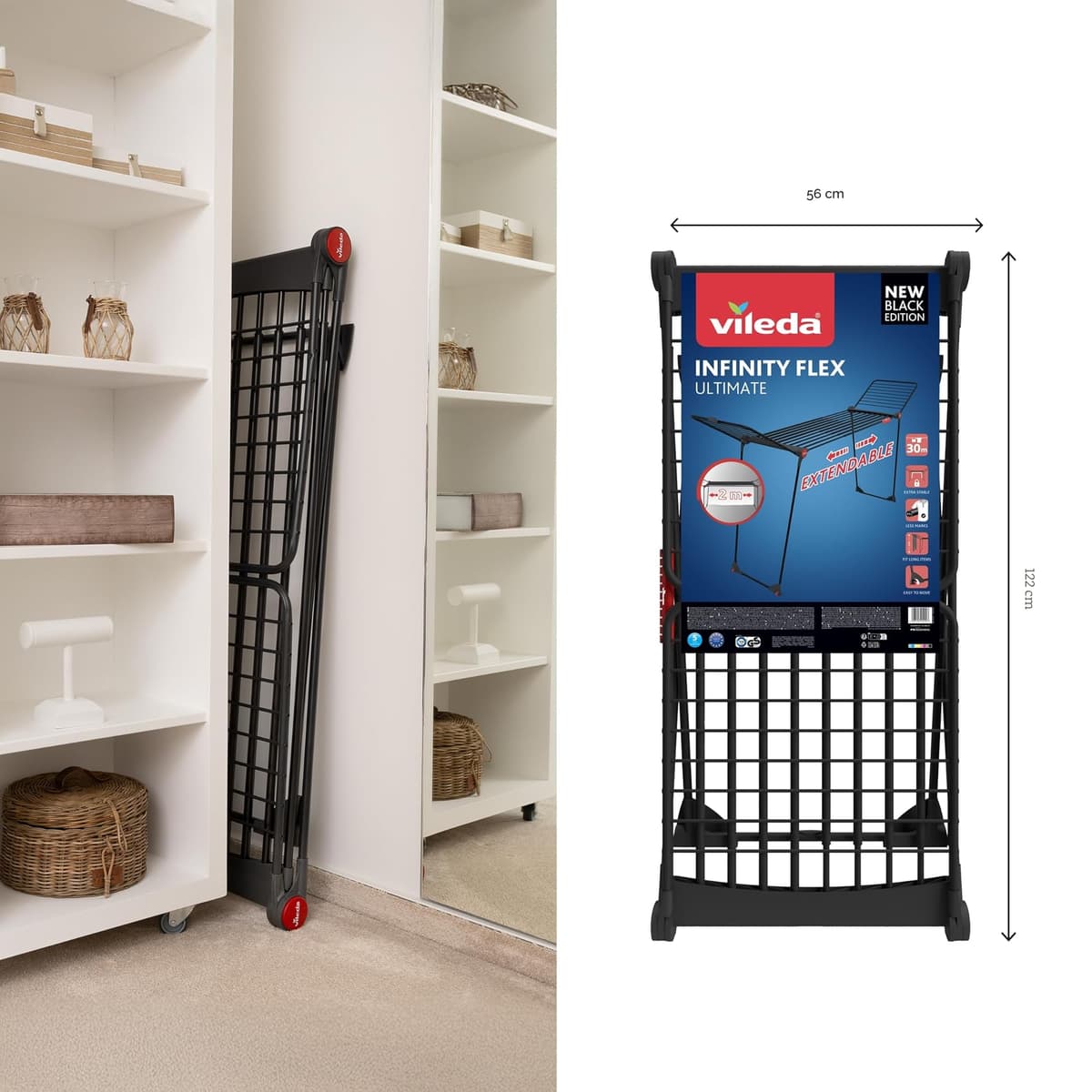Vileda Infinity Flex Ultimate | Tendedero telescópico Extensible | Gran Capacidad para Ropa | Estructura Extra Estable | Menos Marcas con Tubos XXL | Alas Altas — view 5