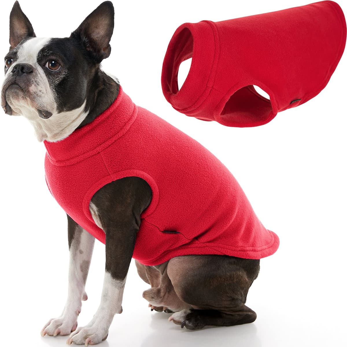 Gooby Stretch Fleece Pull Over Cold Weather Dog Vest, Large, Red