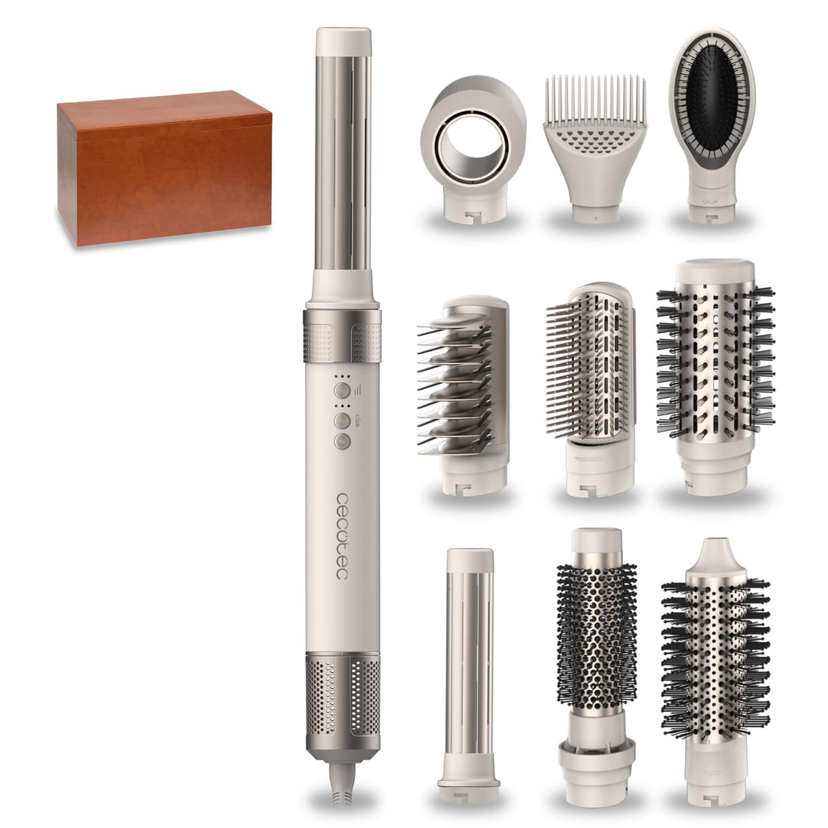 Cecotec Cepillo de Aire Secador Moldeador Alisador Multifunción 8 Cabezales CeramicCare AirGlam Champagne. 1400W, Tecnología Coanda, 3 Velocidades, 3 Temperaturas, Control Inteligente Calor, 110000rpm — view 13