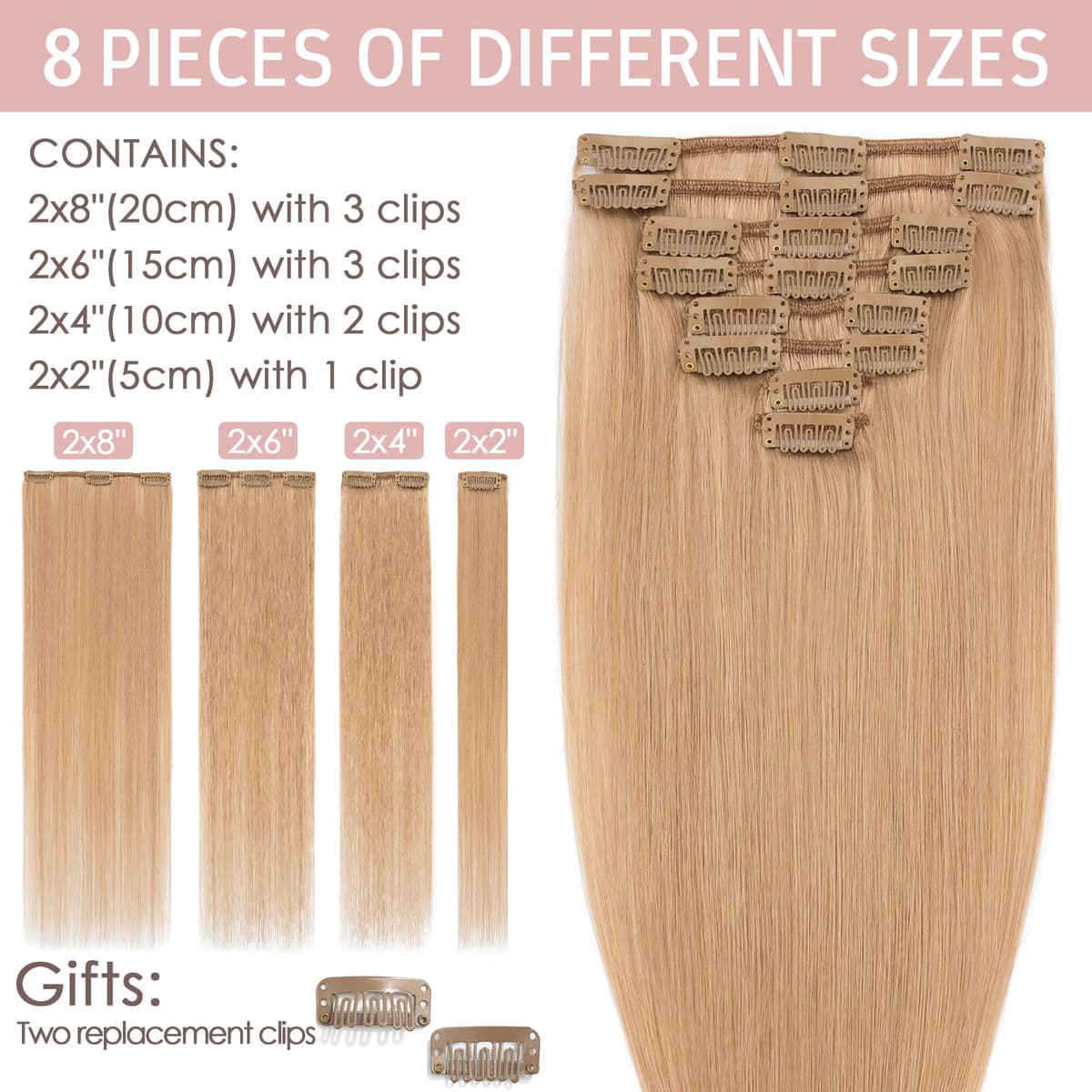 Silk-co 10inch Hair Extensions Clip in Hair Extension Human Hair #04 Medium Brown -Basic Thickness-Thin Weft- 8 Pieces Real Remy Straight Hair Extensions[50g] — view 197