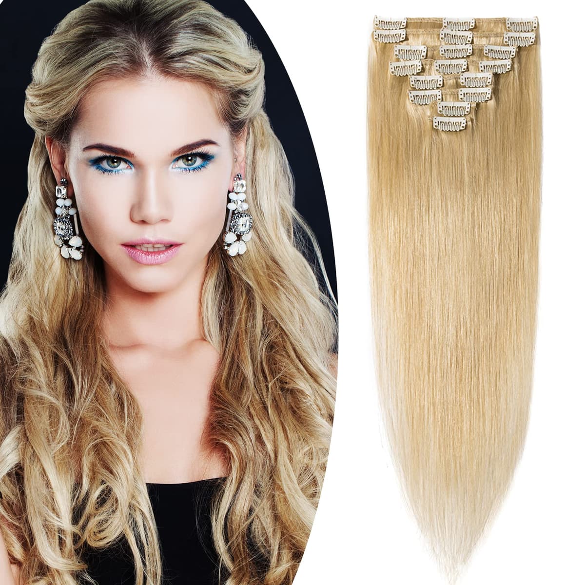 12 inch Clip in Hair Extension Human Hair One Piece 100% Real Remy [#2 Dark Brown] 3/4 Full Head Straight Hair Pieces for Women Invisible Short (40g) — view 19