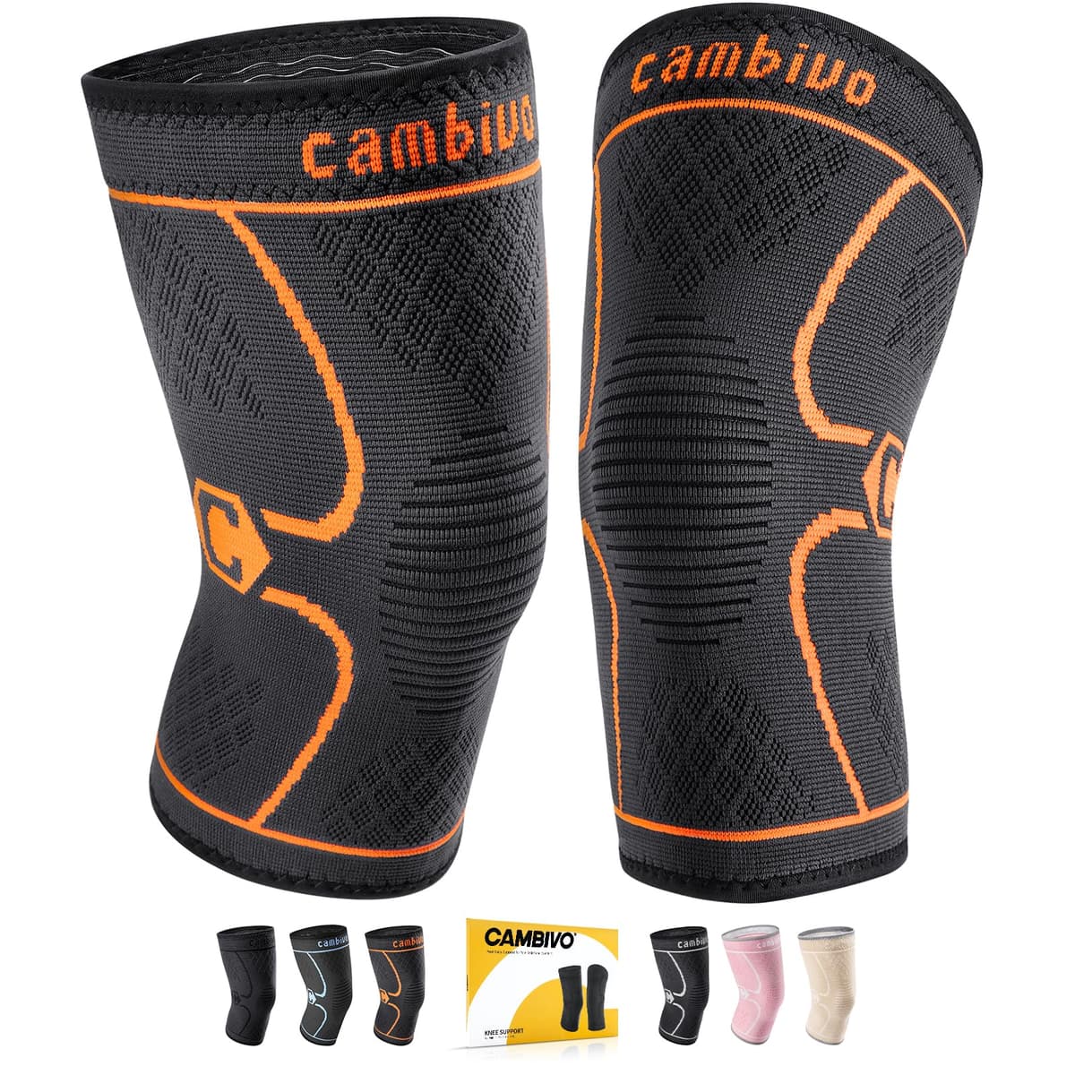 CAMBIVO 2Pcs Rodilleras Gym de Compresion, Rodilleras Menisco y Ligamento, Rodillera Transpirable y Antideslizante para Gym, Voleibol, Baloncesto, Correr, Bicicleta, Unisex — view 9