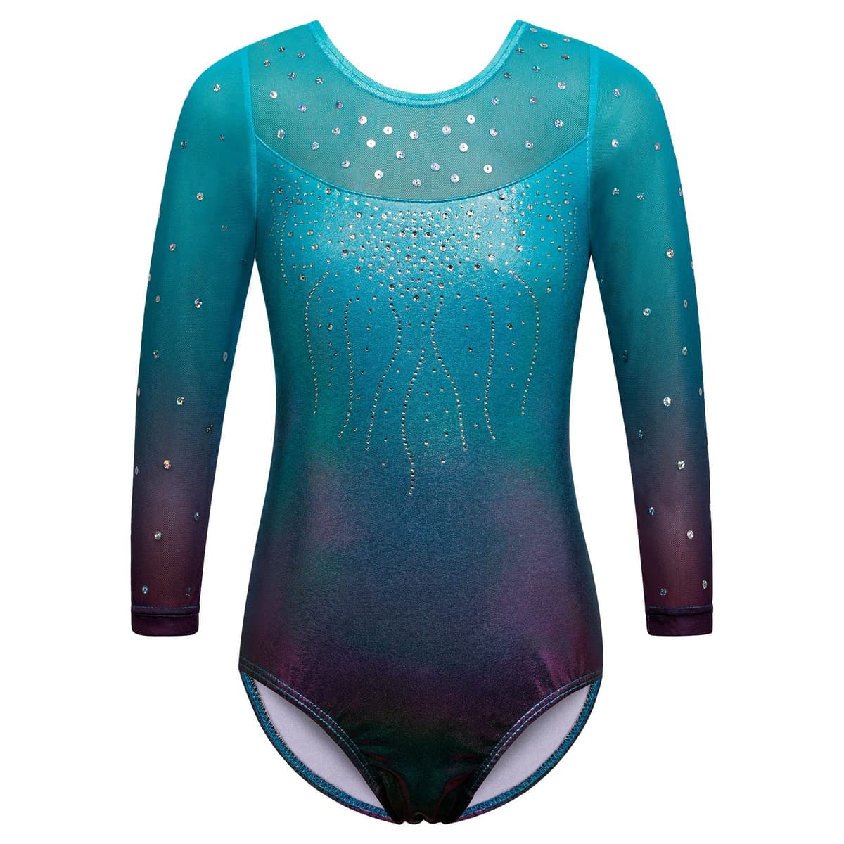 Niña Maillots de Gimnasia Mangas Largas con Lentejuelas en Tul — view 13