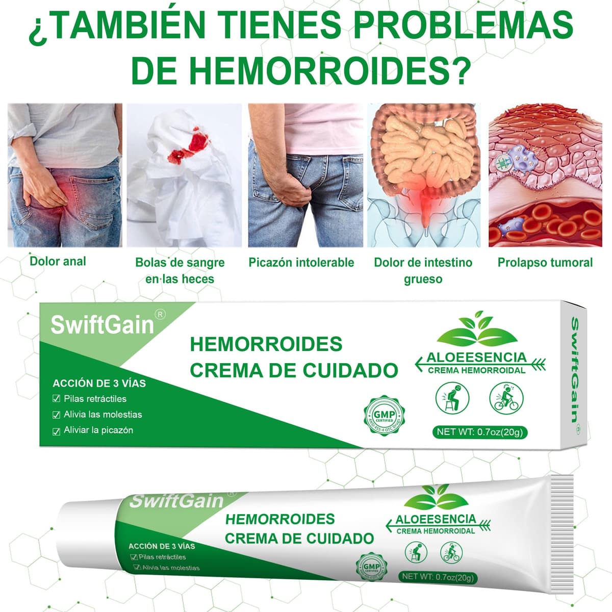 Hemorrhoid Relief Cream, Suitable for Relieving Pain, Swelling, Itching and Bleeding, Protecting Delicate Skin (20G 1-Pack) — view 3