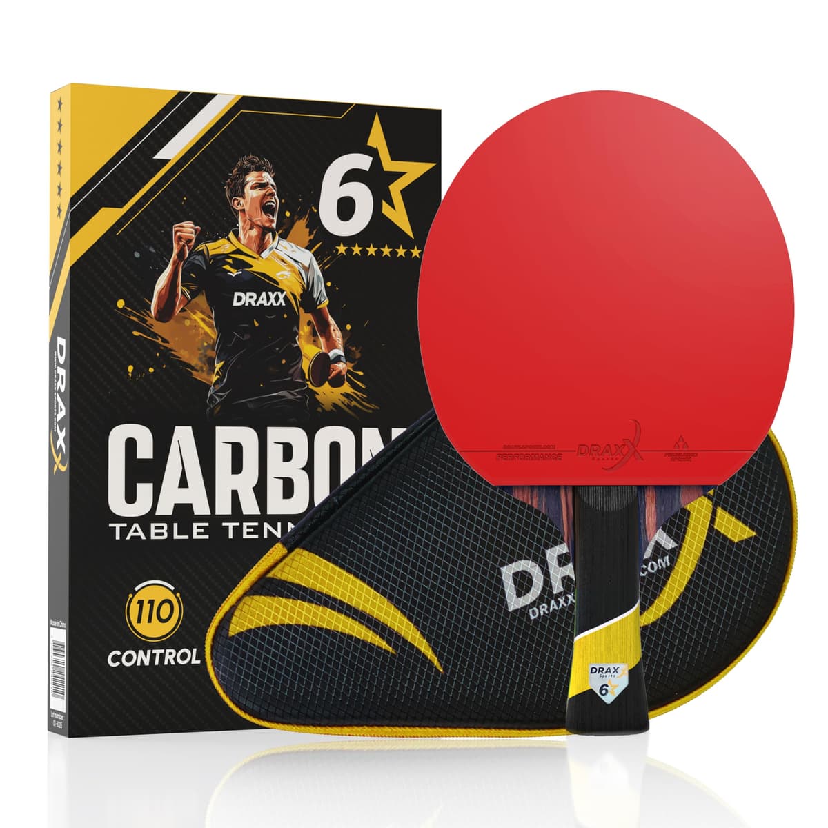 Pala Ping Pong Carbon | Raqueta de Carbono Profesional para un Control inigualable, Giro y Potencia, Ultra Ligera, Esponja de 2 mm y Revestimiento de Alto Rendimiento