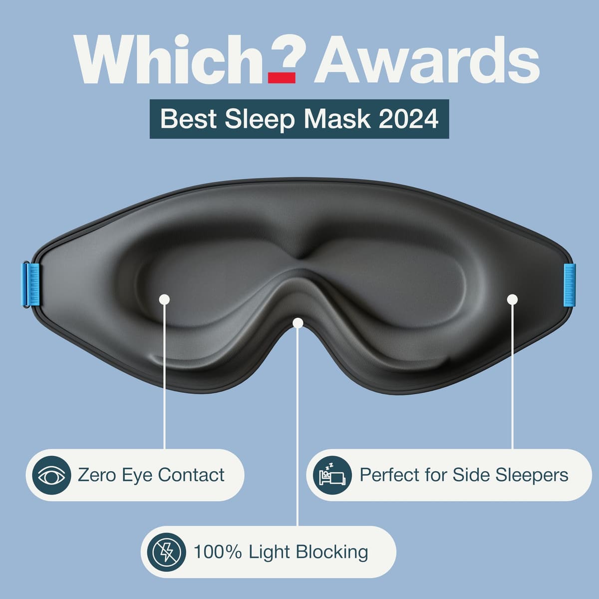 MyHalos® 100% Blackout Sleep Masks for Women & Men - Zero Eye Pressure Eye Mask for Sleeping -Our Halo Sleep Mask Includes a Storage Pouch- Black Eye Mask for Travel or Blindfold — view 5