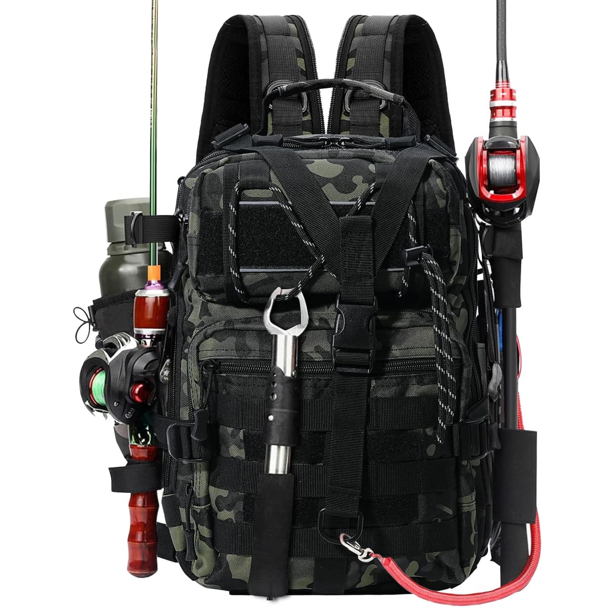 Mochila de Pesca, Mochila de Almacenamiento para Pesca Bolsa de Aparejos de Pesca Impermeable Bolsa de Pesca Mochila de Pesca Táctical Mochila Táctica Molle para Pesca Senderismo Caza