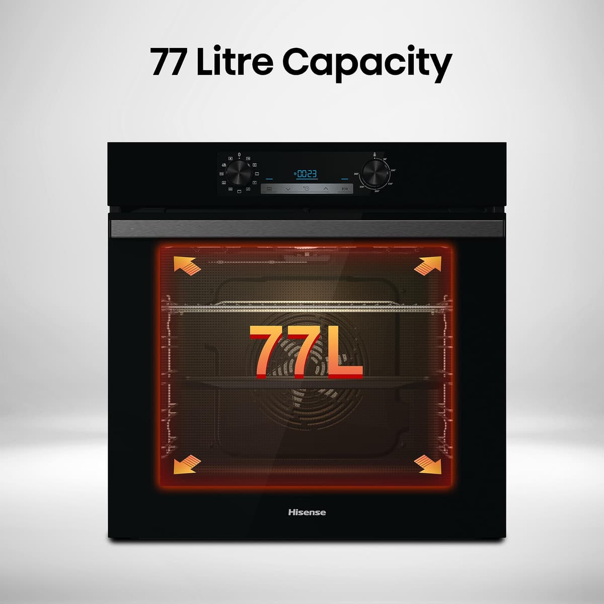 Hisense BI64211PB 77 Litre Built In Electric Single Oven With Pyrolytic Cleaning, Pizza Mode, Multiphase Cooking- Black 22x23x23 inches (LxWxH) - A+ Rated, Extra Large — view 4