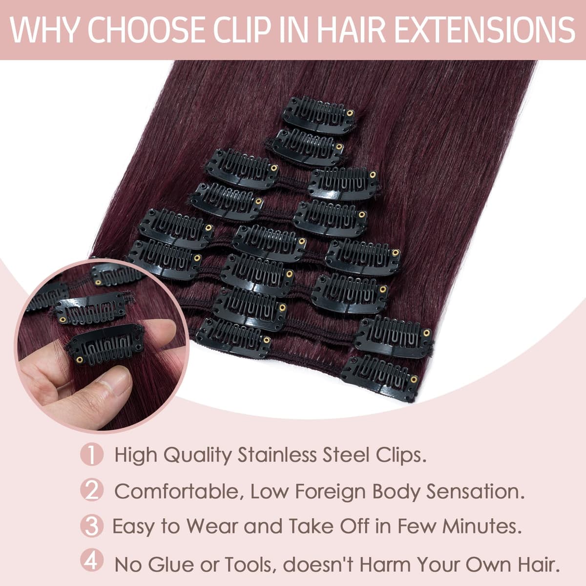 Silk-co 10inch Hair Extensions Clip in Hair Extension Human Hair #04 Medium Brown -Basic Thickness-Thin Weft- 8 Pieces Real Remy Straight Hair Extensions[50g] — view 92
