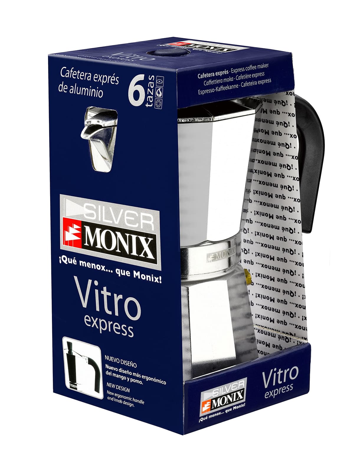 Monix Vitro Express Cafetera de aluminio 6 tazas, apta para todo tipo de cocinas excepto inducción — view 2