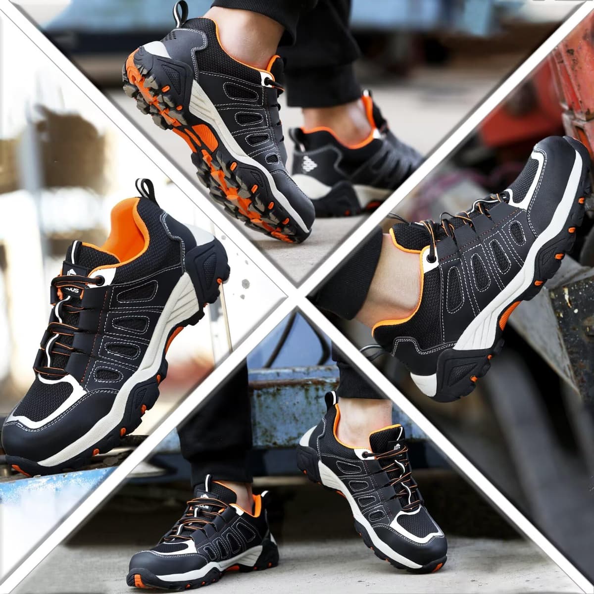 ISOOUS Zapatos de Seguridad Hombre Mujer Calzado de Trabajo Comodo Ligeros con Punta de Acero Transpirable Anti-pinchazos — view 6