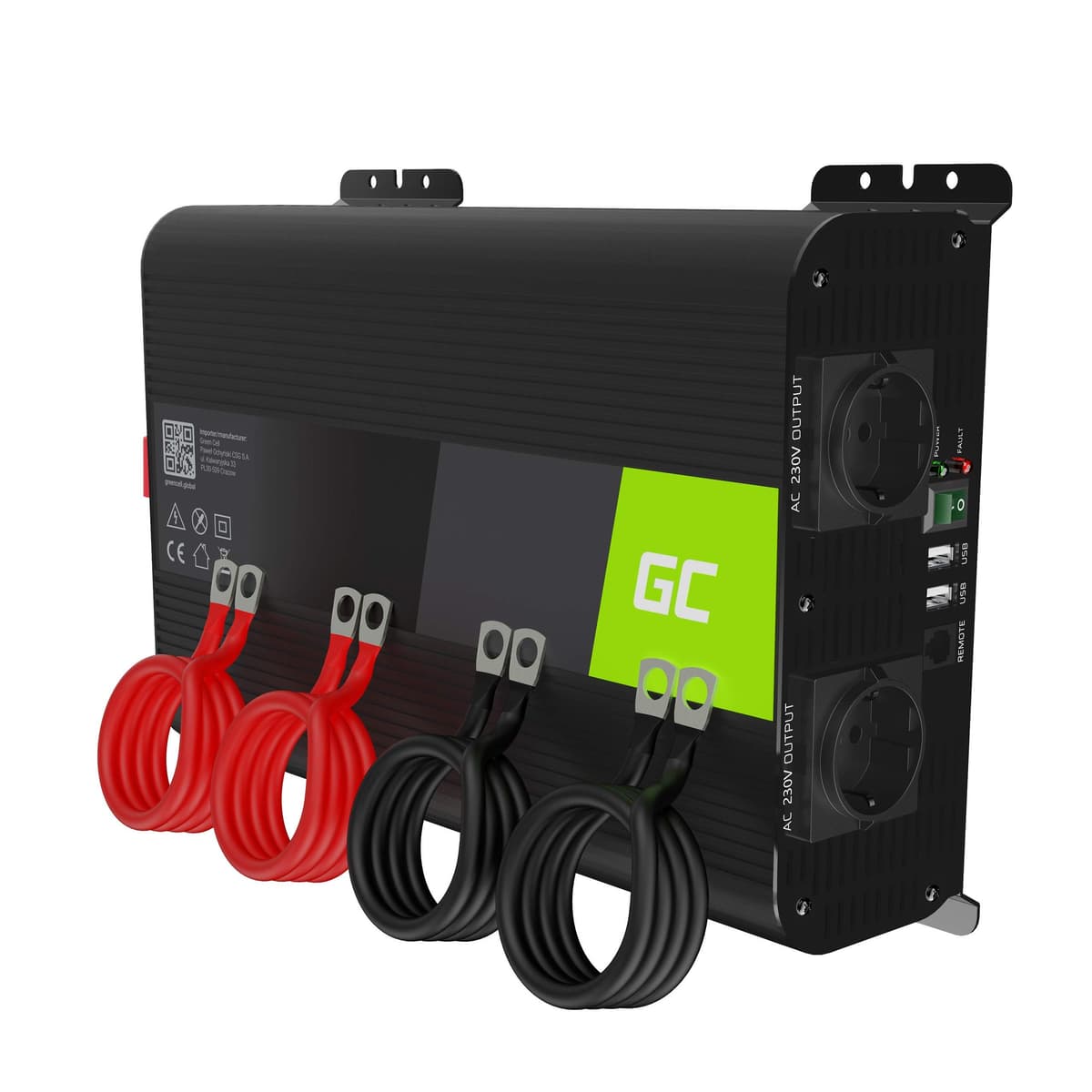Green Cell® 1000W/2000W 12V a 220V/230V Onda sinusoidal modificada Inversor de Corriente DC AC Power Inverter Transformador de Voltaje para Coche Camion con Puerto USB y Pinzas de conexión a batería — view 3