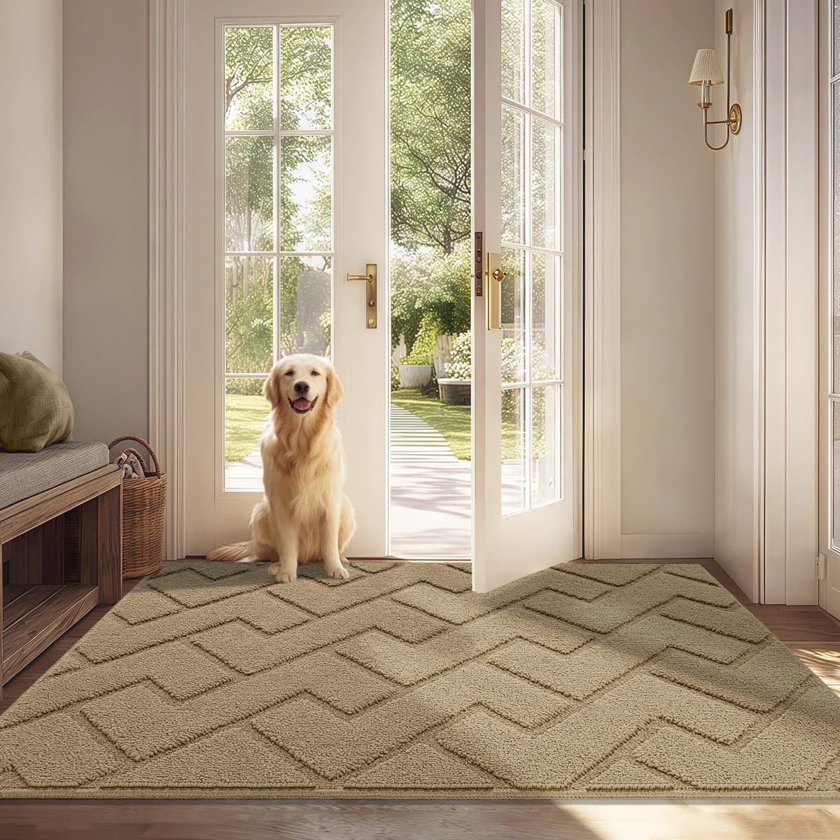 Biscpro Door Mats Indoor,Dirt Trapper Mat Absorbent Non-Slip Low Profile Doormat for Entrance,Inside, Kitchen,Front Door Mat Washable for Pets and Dogs— 50x80cm,Grey — view 67