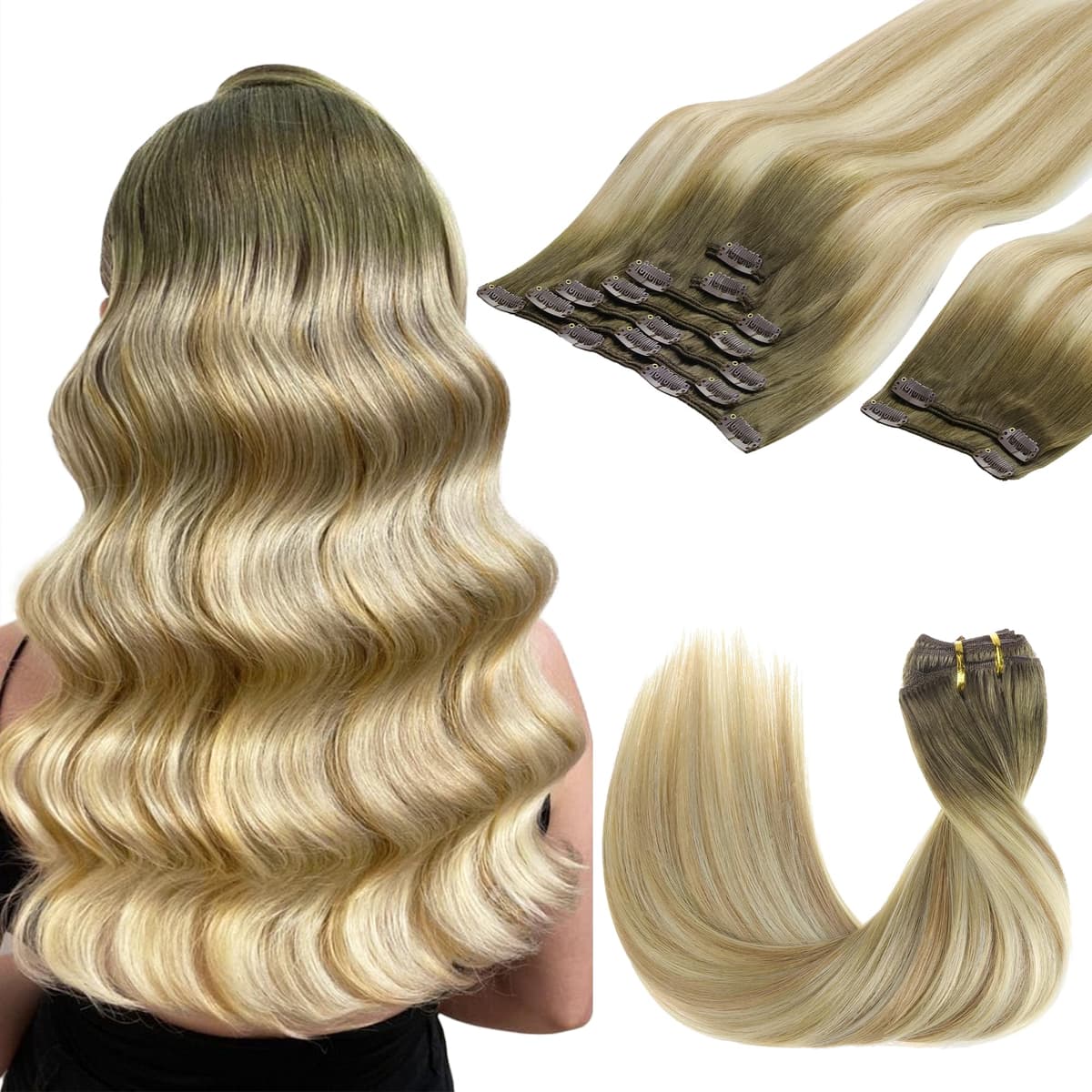 GOO GOO Clip in Hair Extensions Human Hair, 18inch 150g 9Pcs, #2 Dark Brown, Hair extensions for women, Human Hair Extensions Clip in — view 57