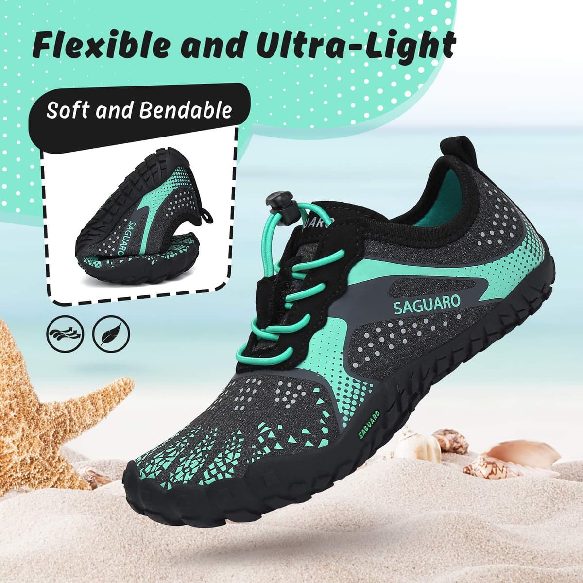 SAGUARO Niños Calzado Descalzos Zapatillas de Trail Niñas Transpirables Minimalistas Zapatillas de Deporte, 24-36 EU — view 5