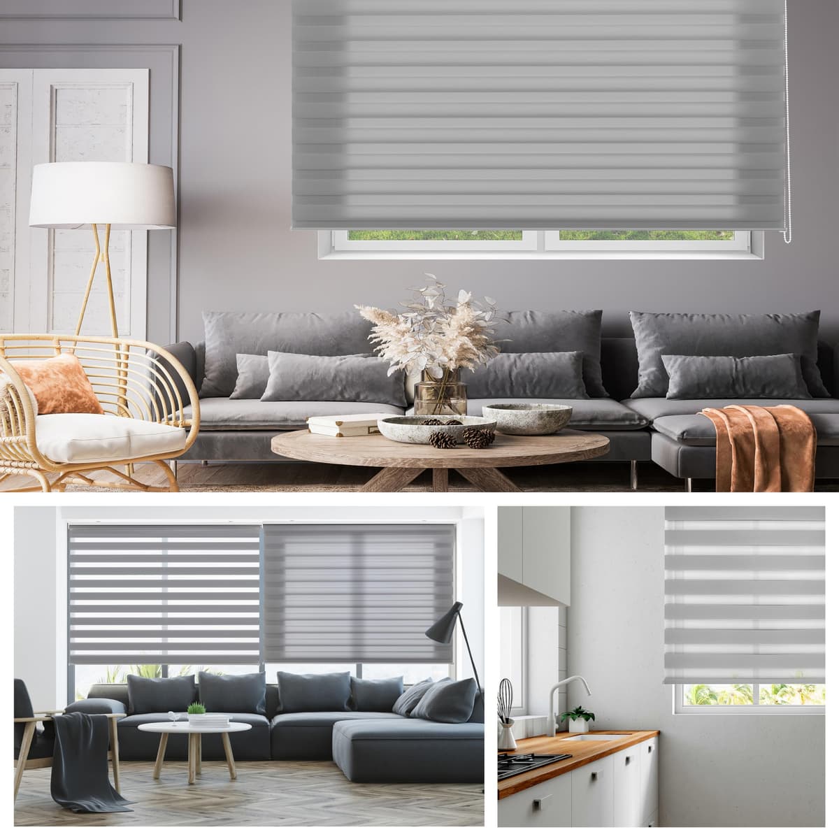 Blindecor Lira estor enrollable noche y día, color Gris plata, estor de 140 x 180 cm (ancho x alto). Tamaño de la tela 137 x 175 cm. Estores noche y dia elegantes — view 5