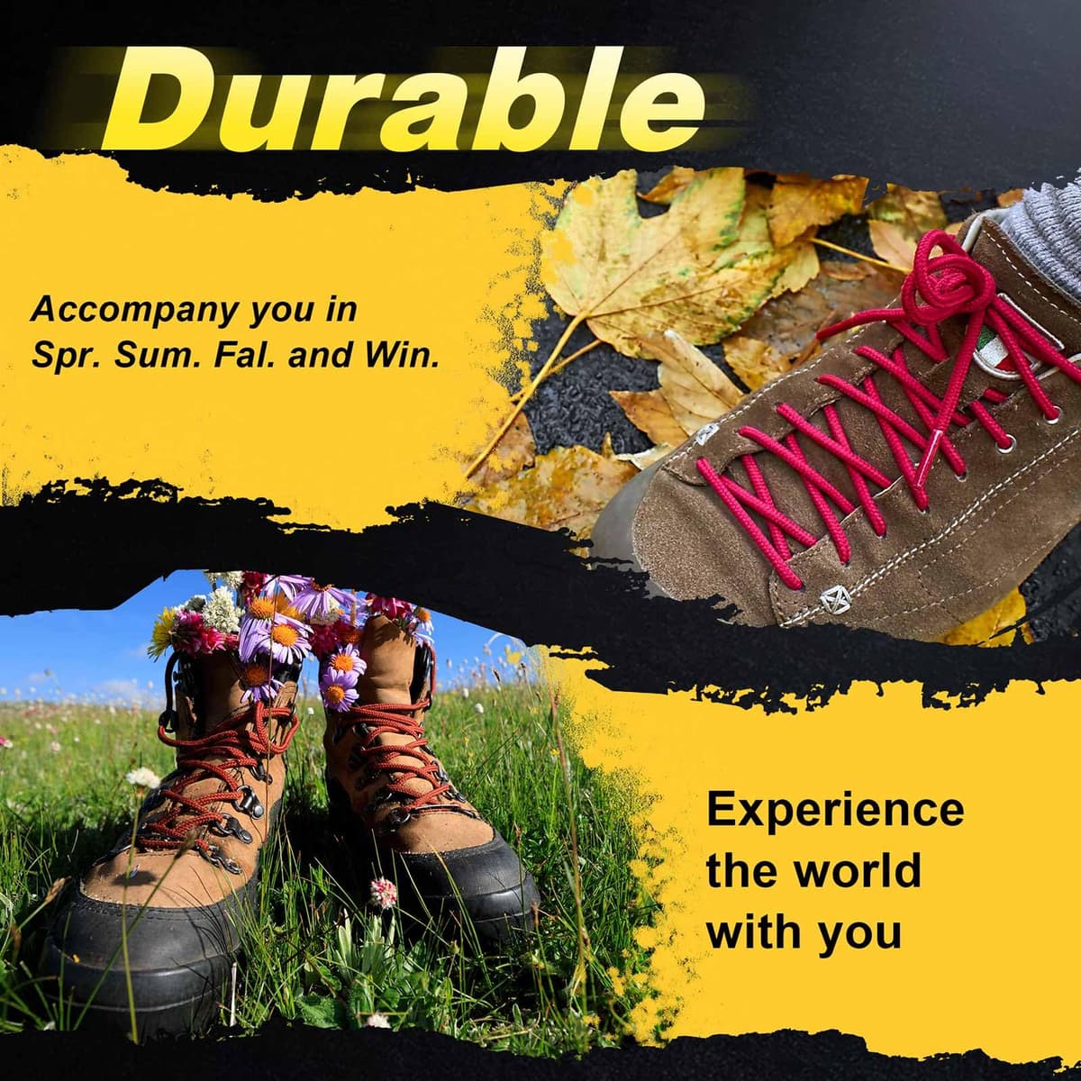 VSUDO Cordones Botas de Montaña Redondos, ø4 mm Cordones Zapatillas/Zapatos de Trabajo, Aguetas Botas para Zapatos de Militares/Treking para Mujer o Hombre — view 5