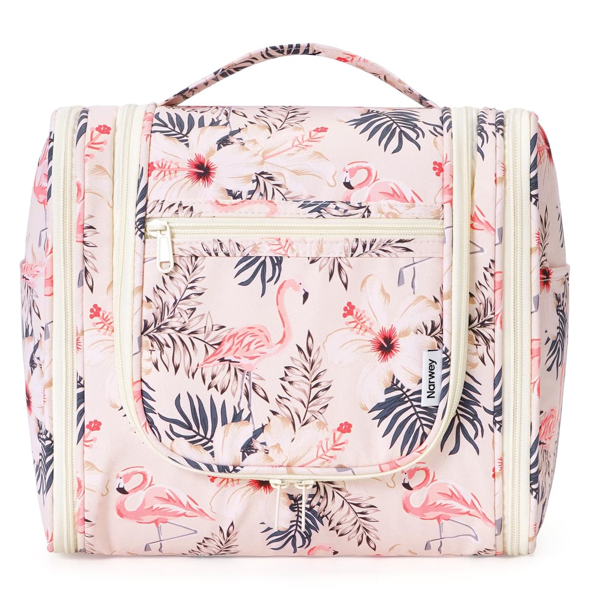 Narwey Hanging Toiletry Bag for Women Travel Makeup Bag Organizer Toiletries Bag for Cosmetics Essentials Accessories (Large, Little Blue Flower) — view 17