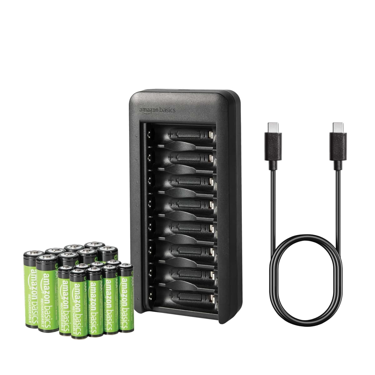 Amazon Basics Battery Charger for Rechargeable AA and AAA NiMh Batteries – UK Plug, 4-Bay, Black — view 9