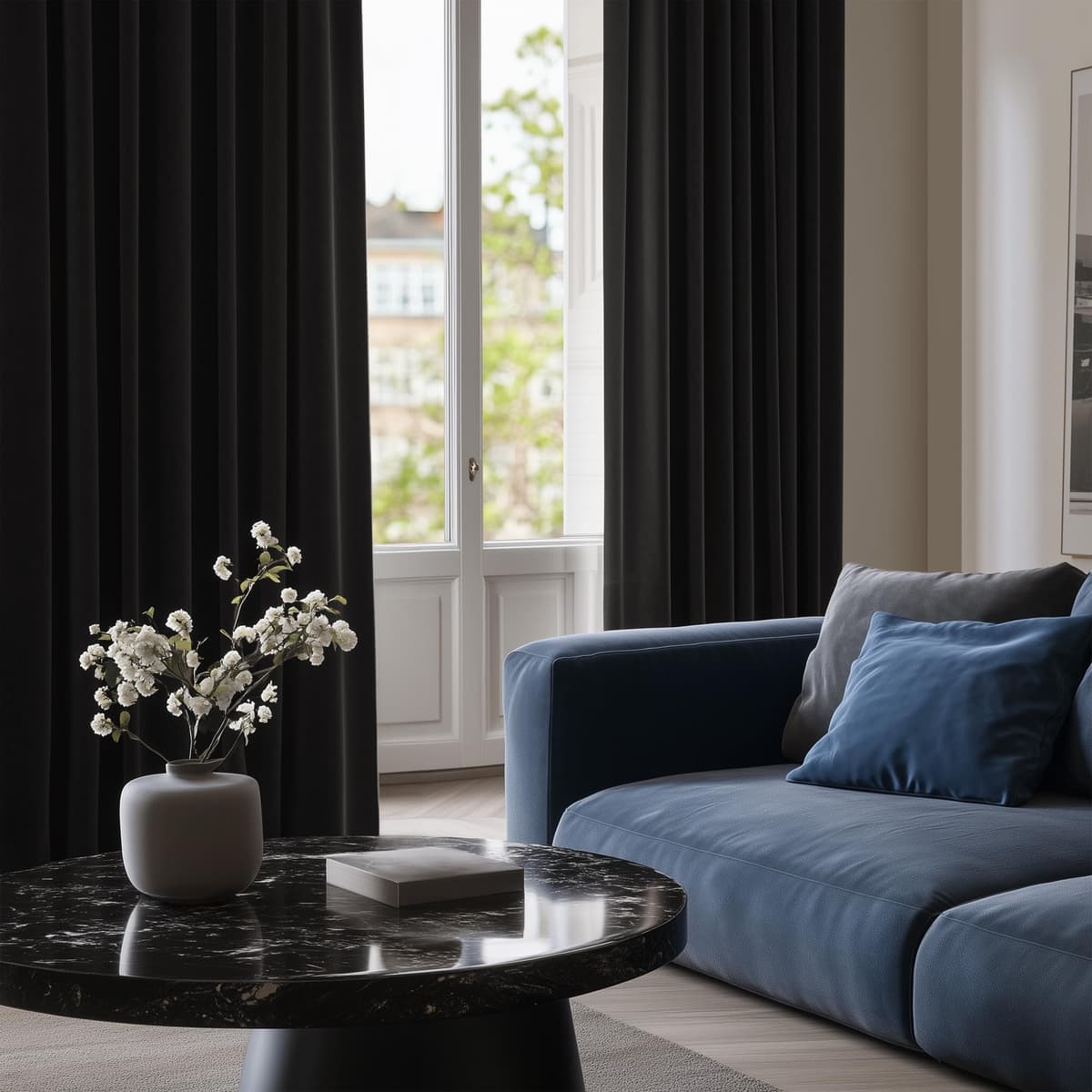 Deconovo Black Curtains Bedroom 52 x 84 Inch Thermal Insulated Energy Saving Eyelet Blackout Curtains for Living Room Black 1 PAIR — view 3