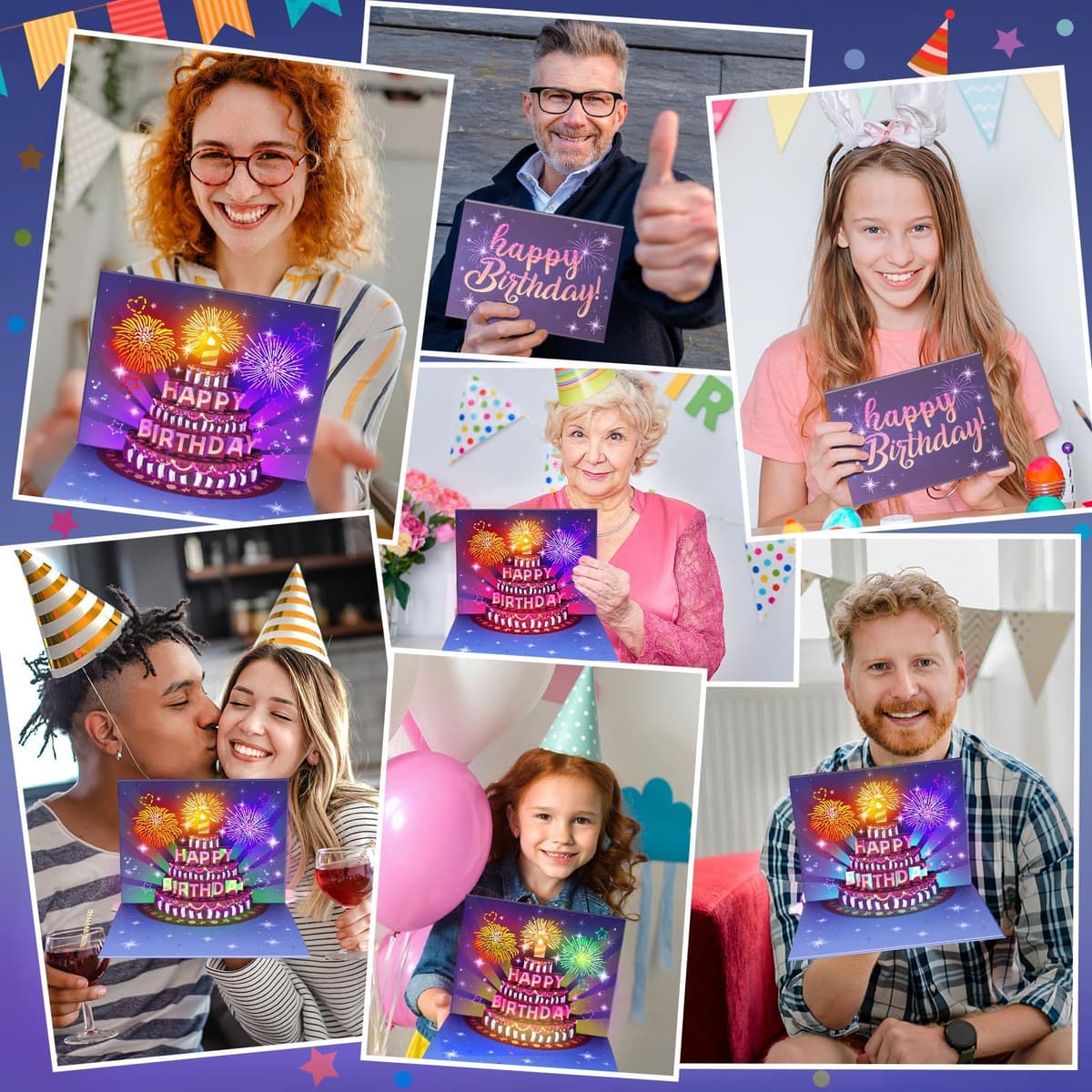 Birthday Cards, LIGHTS & SOUND Pop up Happy Birthday Card Birthday Gifts for Women Men Husband Wife Kids Greeting Cards With Envelopes — view 5