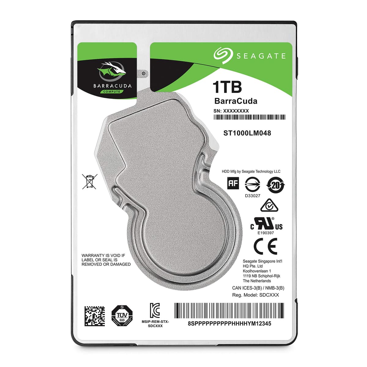 Seagate BarraCuda 1TB, Disco Duro HDD Interno, 2.5 Pulgadas, SATA 6 Gb/s, 5400 RPM, 128 MB de caché, para PC y portátil, Paquete Abre-fácil, Rescue Services (ST1000LM048) — view 2