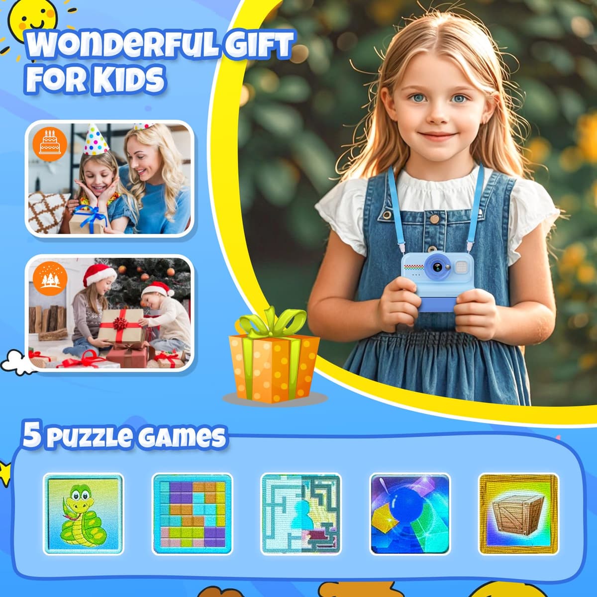 HiMont Camara Fotos Infantil Instantanea, HD/1080P Cámara Instantánea para Niños con Tarjeta de 32G y Papel de Impresión, Camara Fotos Infantil Divertidos Regalos de Juguete para Niños de 3 a 12 Años — view 6
