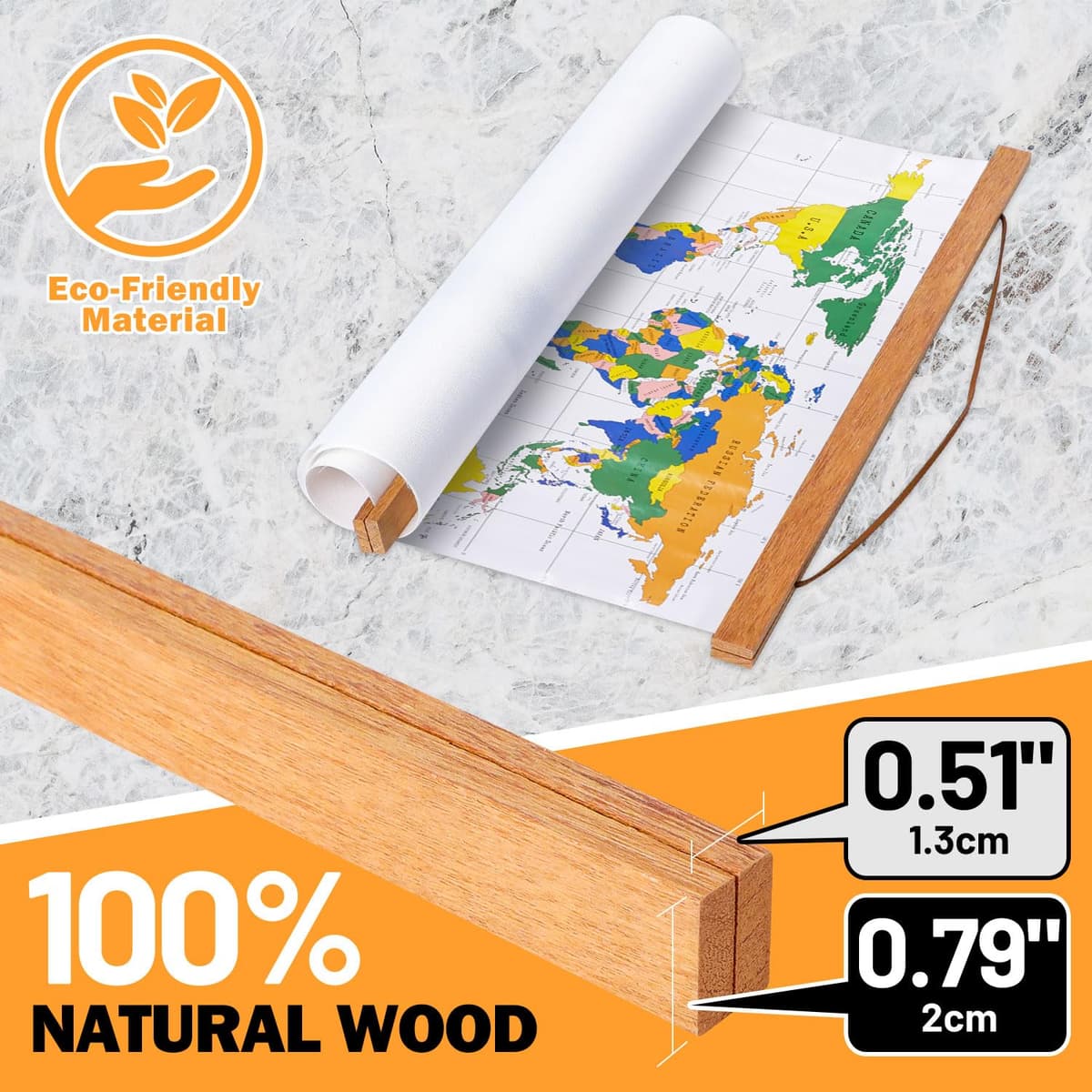 Benjia A0 Poster Frame Frames 84x59, Magnetic Light Wood Wooden Poster Hangers Hanger Hanging Kit for Canvas Artwork Art Print (84cm / 33", Teak) — view 3