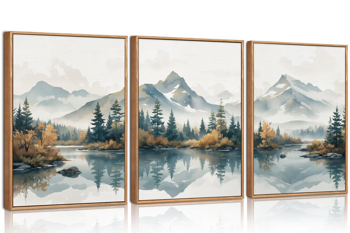 HPNIUB Sage Green Framed Canvas Prints Wall Art Set, Abstract Botanical Boho Wall Decor, Minimalist Geometric Line Leaf Canvas Artwork for Living Room, Bedroom, Dining Room, Office, Bathroom 30x40cm — view 9
