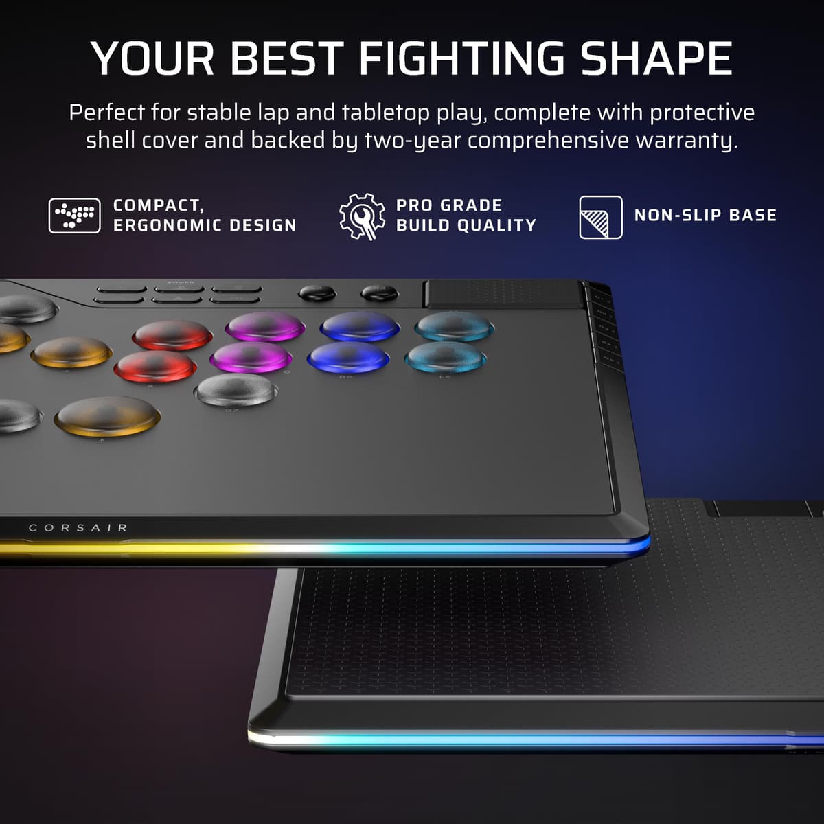 Corsair NOVABLADE PRO Wireless Hall Effect Leverless Controller – 15-Main Key Layout, 1000Hz Polling, 2.4GHz Wireless, SOCD, MGX Hyperdrive Hall Effect Magnetic Switches – PS5, PS4, PC – Black — view 10