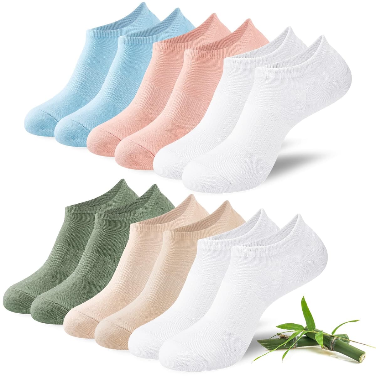 Niofind Bamboo Trainer Socks for Womens and Mens, No Show Ankle Socks Low Cut Invisible Non Slip Liner Socks Multipack Casual Footies for Sneaker Loafers and Boat Shoes — view 19