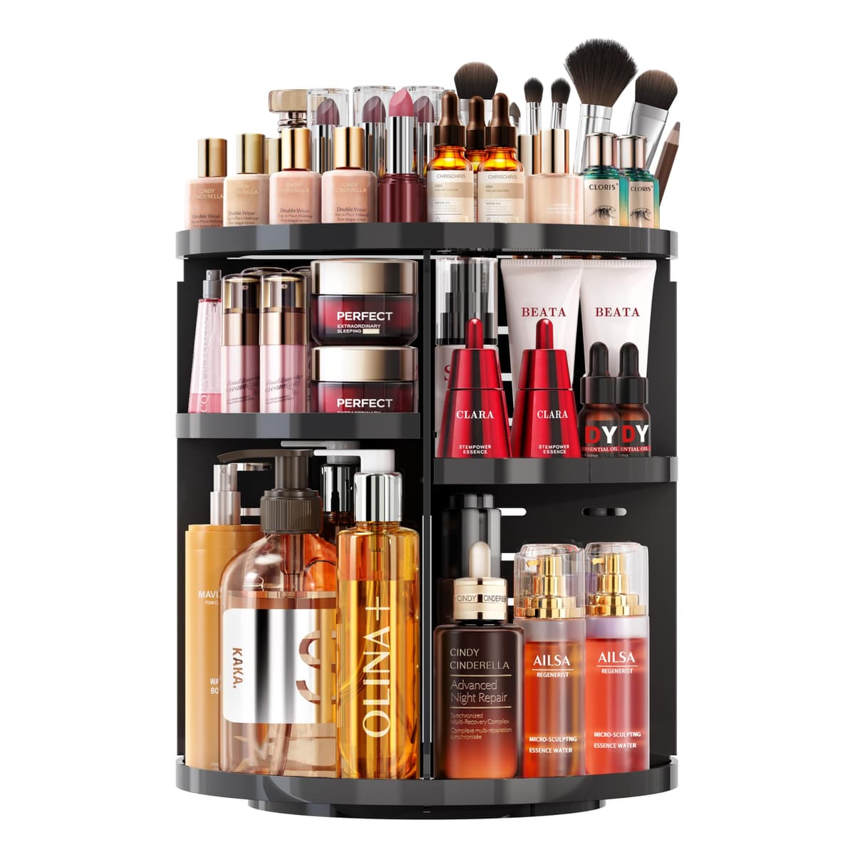 Auxmir Rotating Makeup Organiser, 9-Tier Adjustable Makeup Organiser with 360 Degree Rotation, Large Capacity Spinning Makeup Storage on Stand Revolving for Vanity Table, Bedroom, Bathroom — view 15