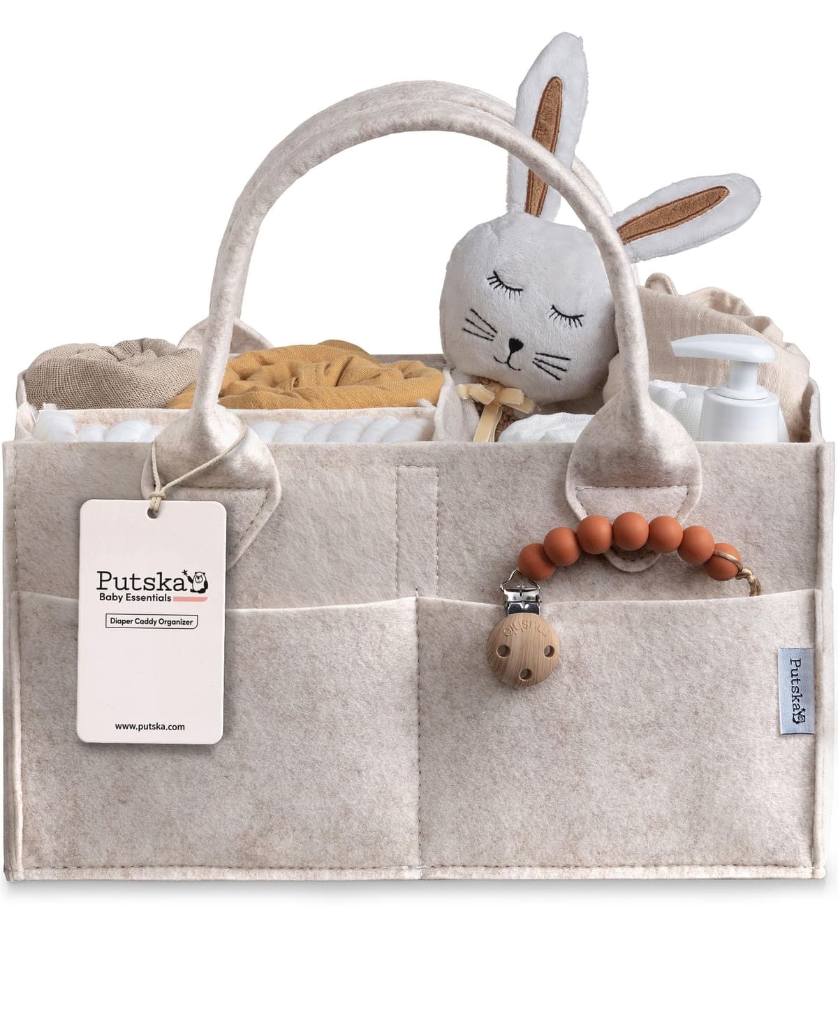 PUTSKA Nursery Storage Basket - Baby Nappy Caddy Organizer for Nappy Station, Newborn Essentials, Baby Shower Gifts and Registry Must-Haves for Boy or Girl — view 12