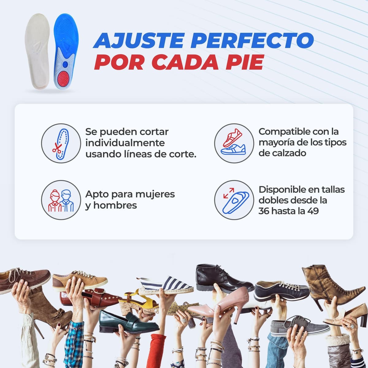 smart&gentle Plantillas gel para calzado deportivo y de trabajo - Transpirables, cómodas y se adaptan perfectamente, plantillas fascitis plantar y otras molestias — view 5