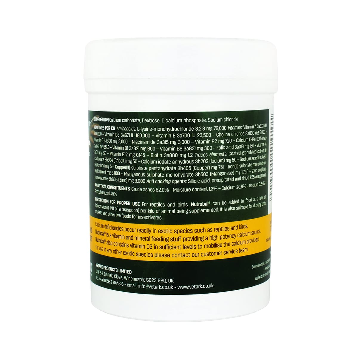 Nutrobal, Calcium & Vitamin D3 Mineral Supplement for Birds & Reptiles, Powder, Easy to Administer, 100g — view 2