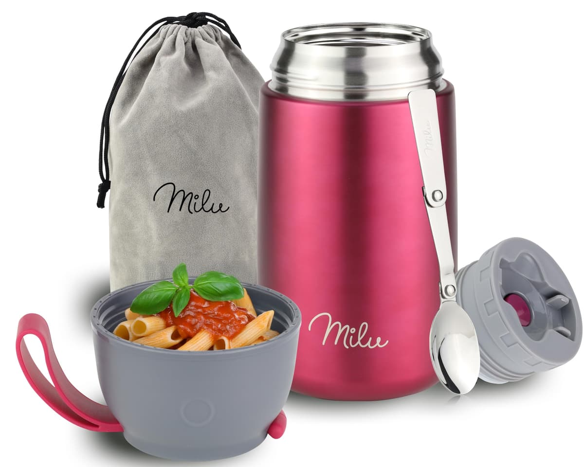 Milu Termo para Comida 450 ml Taza Aislada, Botella de Acero Inoxidable Aislada Alimentos, Beber y sopa de los niños de adultos Térmico (450ml/Verde Azul) — view 22