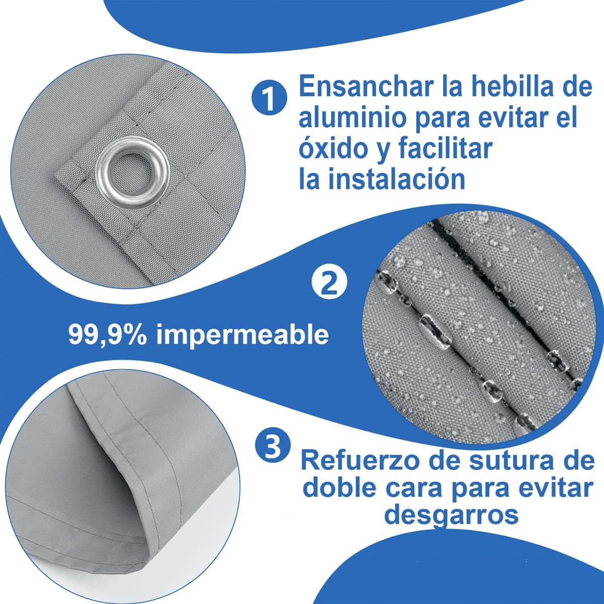 Cool Area Pantalla Privacidad para Balcón 100x800 cm Impermeable Malla de Ocultacion Protección Opaca para Jardín Exterior Terraza,Protección UV,Resistente al Viento,con Ataduras de Cables,Grey — view 3