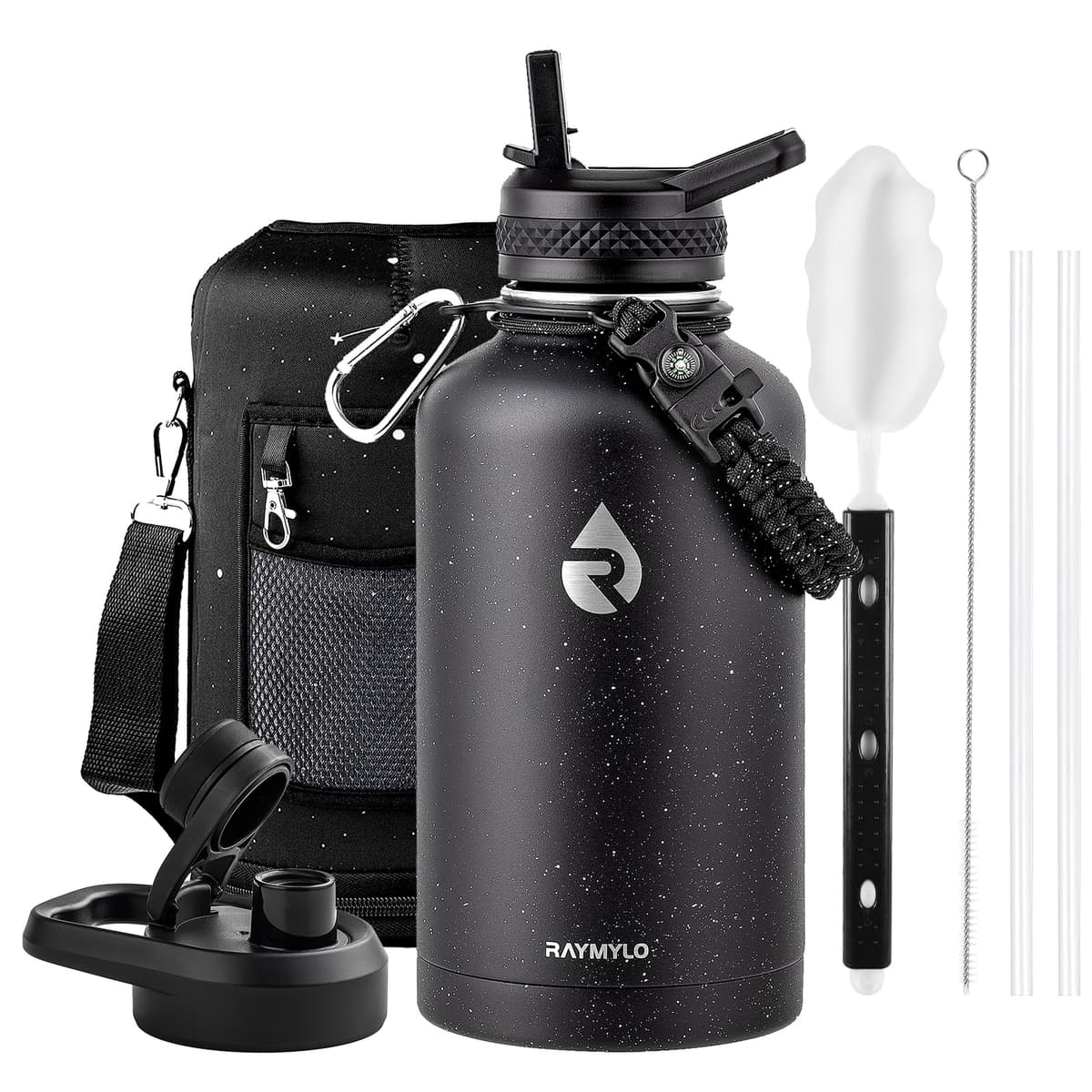 RAYMYLO One Gallon Water Bottle Insulated, Triple Walled Vacuum Stainless Steel (Cold for 48 Hrs), Leak Proof & Non-BPA, Large Water Flask Jug with Paracord Handle & Straw Spout Lids — view 43