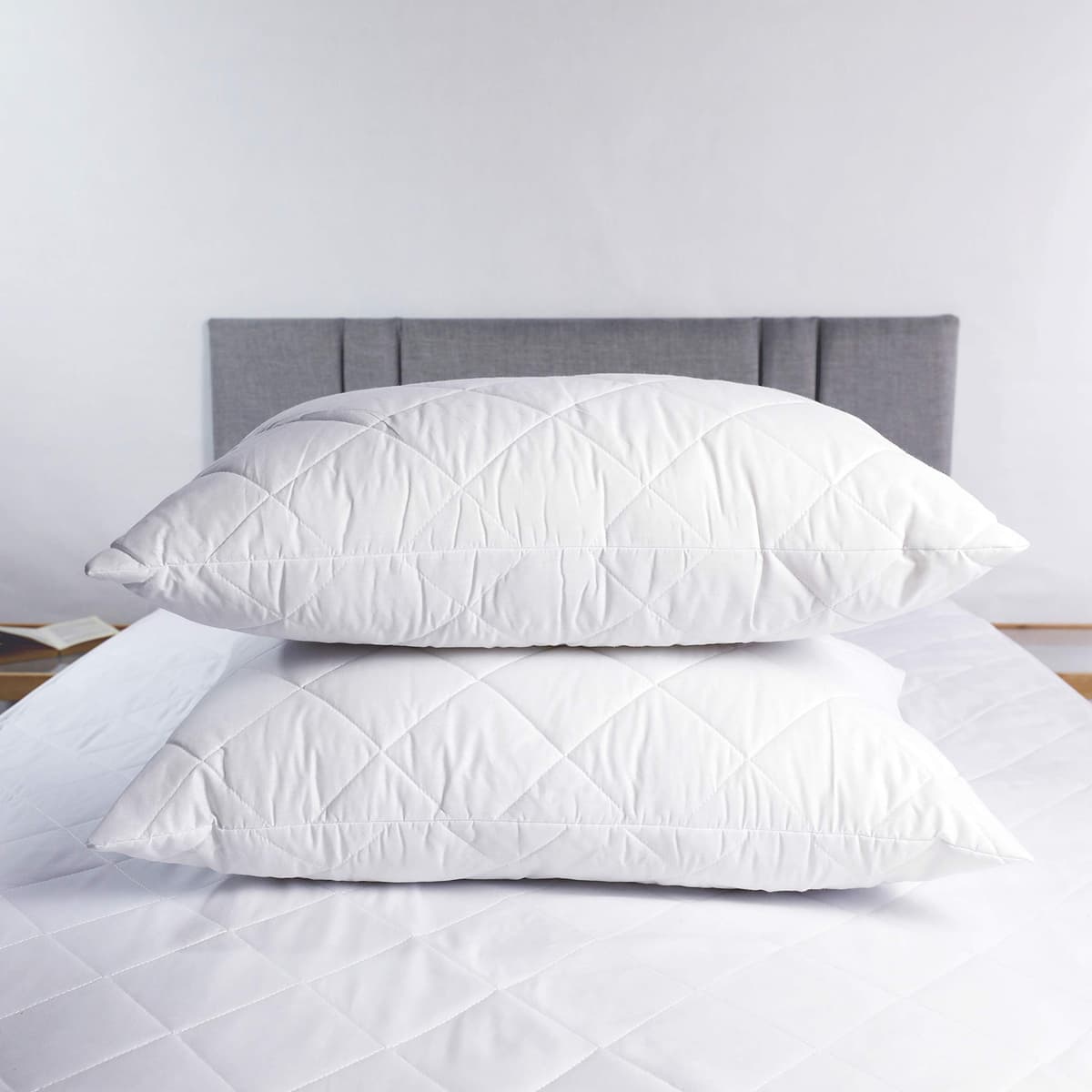 Adam Home Pillows 2 Pack Hotel Quality with Quilted Cover Hypoallergenic & Dust Mite Resistant Filling – Ideal for Stomach, Back and Side Sleepers Down Alternative Hotel Pillows — view 4