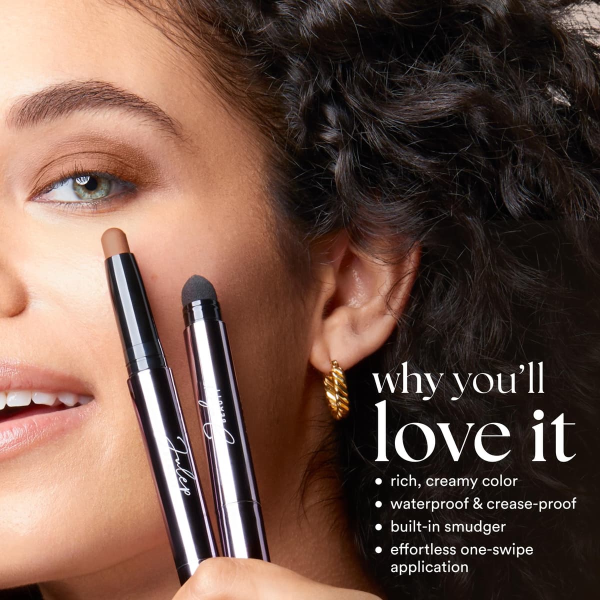 Julep Eyeshadow 101 Crème-to-Powder Eyeshadow Stick (Pearl Shimmer) Long-Lasting, Waterproof Eye Shadow - Blendable, Crease-Proof with Built-In Smudger — view 4