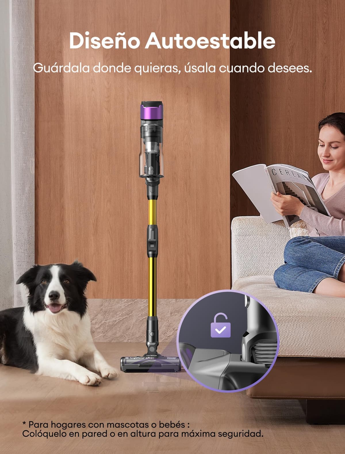 Ultenic U20 Aspiradora sin Cable 55Kpa/55Min, Cepillo Anti-Enredo Mejorado, Aspirador Escoba con Brazo Flexible, Limpieza Ultraprofunda Bajo Muebles sin Agacharse, para Alfombra/Pelo de Mascotas — view 5