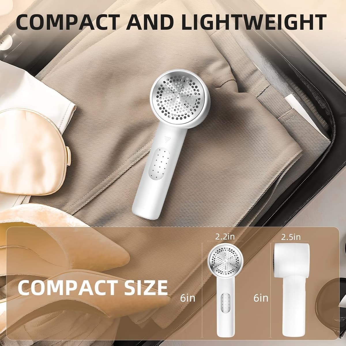 Fabric Shaver, Electric Lint Remover, Rechargeable Lint Shaver, Sweater Defuzzer to Remove Pilling, Battery Operated, 6-blade, 3-speed with LED Display for Clothes, Upholstery, Furniture — view 4