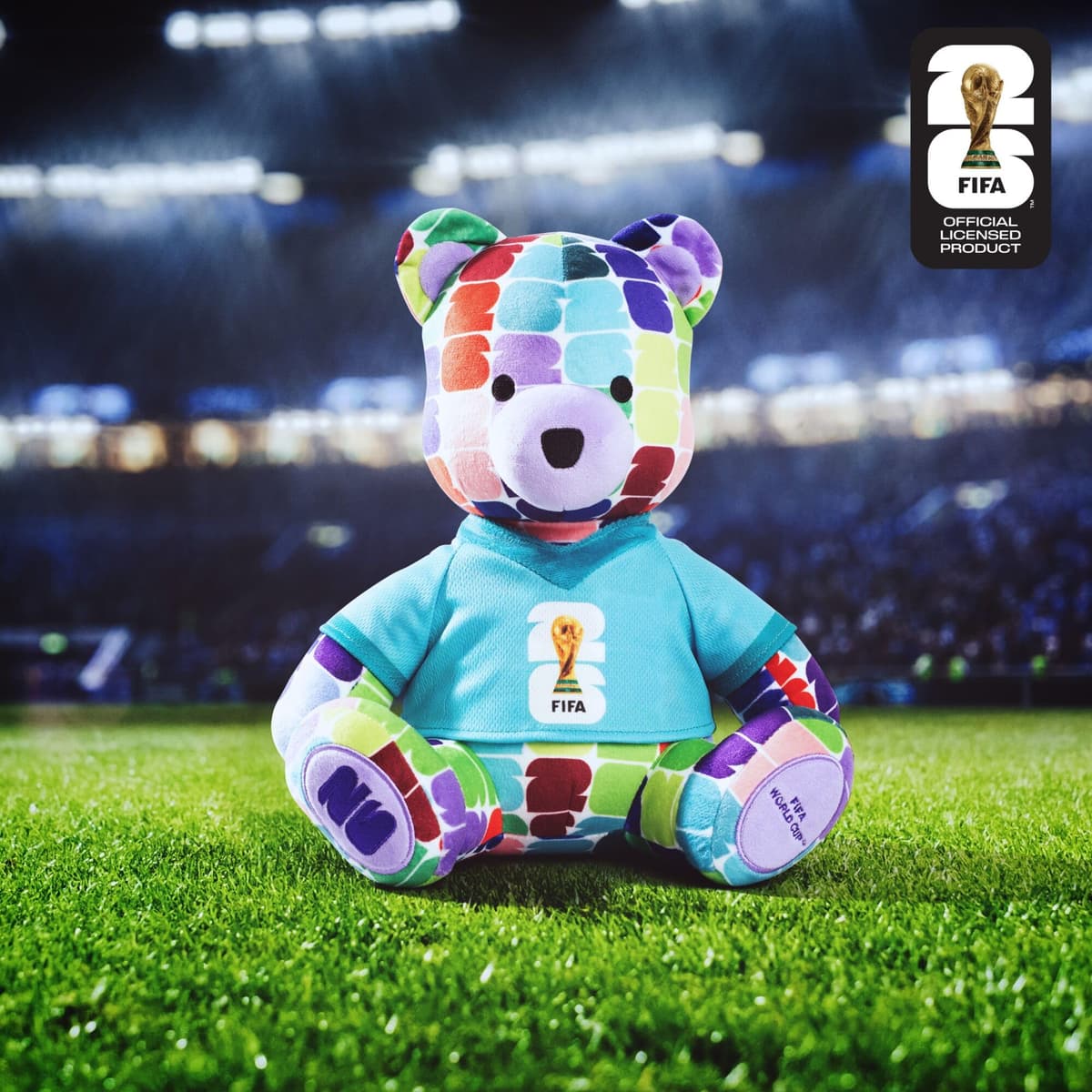 FIFA World Cup 26 6-Inch Colourful Football Bear Plush - Official 2026 World Cup Collectible with FIFA Trophy Logo Tee - Ages 3+ — view 2